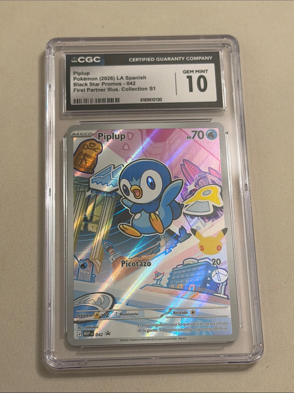 Piplup Holo Promo Graded Pokémon Card (Blue) - CGC Gem Mint 10 Spanish.